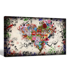 Art abstrait vintage pour salon / amour Décoration de coeur Photos / doodle Canvas Painting